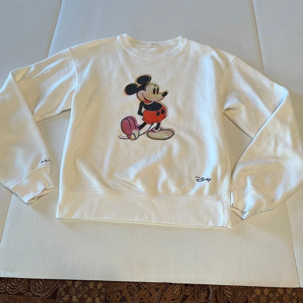 Uniqlo Disney Andy Warhol Mickey Mouse White Cream Sweatshirt Size XS